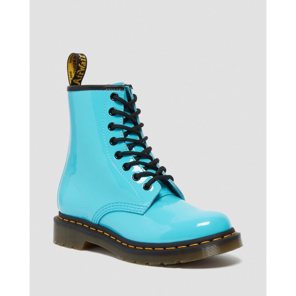 Free People x Dr. Martens 1460 Pascal Patent Leather Boots Turquoise $140 - Picture 10 of 16